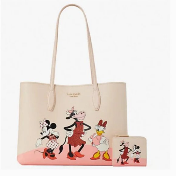 disney x kate spade minnie mouse clarabelle & friends small bifold wallet - Picture 4 of 14